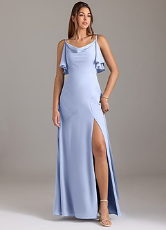 Azazie Darcia Brautjungfernkleider A-Linie Seitliche Cut-Outs Chiffon Kleid Eis image1