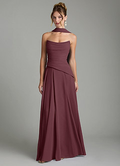 Azazie Gabriela Bridesmaid Dresses Sangria A-Line Corset Chiffon Dress image1