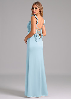 Azazie Jessamine Bridesmaid Dresses Sky Blue A-Line Corset Stretch Satin Dress image2