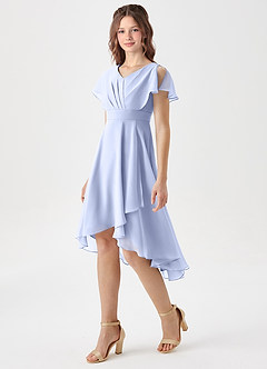 Azazie Graciela Junior Ice A-Line Pleated Chiffon Dress image1