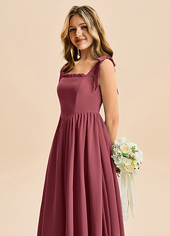 Azazie Delia Junior Abito A-Line in Chiffon Fiocco Merlot image7