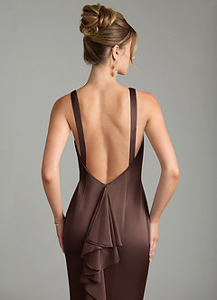 Azazie Tamera Robes de demoiselle d'honneur Robe Sirène en Satin extensible Plissée Ganache image6