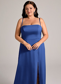 Azazie Wren Bridesmaid Dresses Royal Blue A-Line Strapless Stretch Satin Convertible Dress image11