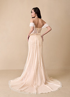 Azazie Eos Wedding Dresses Diamond White English Rose Mermaid Off the Shoulder Beading Dress image7