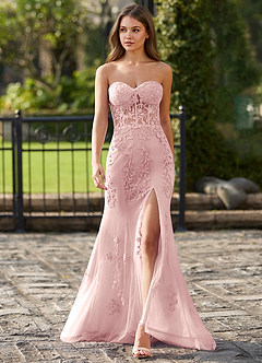 Lacefloral Pink Silk-like Satin Prom Dress image3