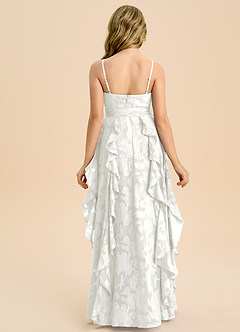 Azazie Peyton Junior Linie A Plisat Floral Burnout Lungime până la podea Domnișoară de onoare junioră Rochie image7