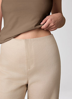 front 100% European Linen Wide-Leg Pants