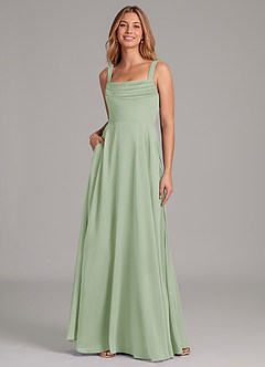 Azazie Shaude Bridesmaid Dresses Dusty Sage A-Line Pleated Chiffon Dress image3