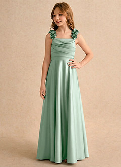 Azazie Rosita Girls Formal Flower Girl Klänningar Klä A-Line i Stretch Satin Plisserad image4