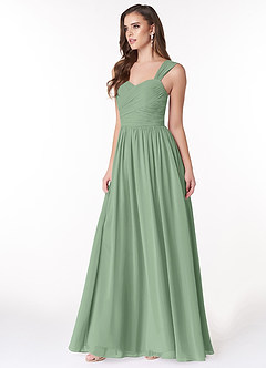 Azazie Zapheira Bridesmaid Dresses Matcha A-Line Ruched Chiffon Dress image3