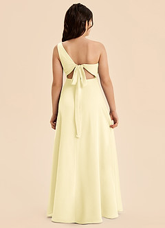 Azazie Phaedra Junior Lemon Sorbet A-Line Pleated Chiffon Dress image2