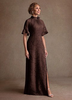 Azazie Hypatia Suknie dla Matki Panny Młodej Osłona Pofałdowany Kwiatowe wypalenie Długość podłogi Sukienka image4