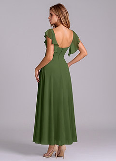 Azazie Leilani Bridesmaid Dresses Olive A-Line Ruched Chiffon Dress image5