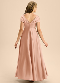 Azazie Rowena Junior Robe Trapèze en Satin extensible Arc Or Rose image5