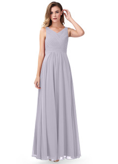 Azazie Pierrette Bridesmaid Dresses Fog A-Line Pleated Chiffon Dress image4