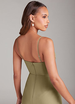 Azazie Maci Bridesmaid Dresses Moss Green Sheath Pleated Chiffon Dress image6