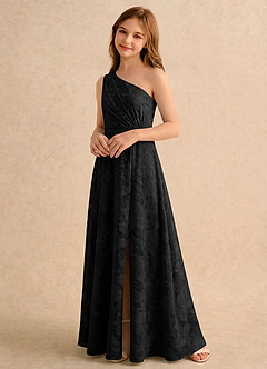 Azazie Pudles Girls Formal Flower Girl Klänningar Klänning A-linje i Blommig Utbrändhet One-shoulder image5