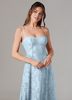 Azazie Valentine Bridesmaid Dresses Sky Blue A-Line Sweetheart Neckline Floral Burnout Dress image2