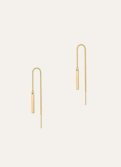 front Złote kolczyki z łańcuszkiem