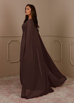 Azazie Isa Mère de la mariée Robes Robe Trapèze en Mousseline de soie Col V plissé Ganache image3