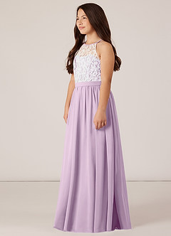 Azazie Fahari Junior Frosted Lilac A-Line Lace Chiffon Dress image3