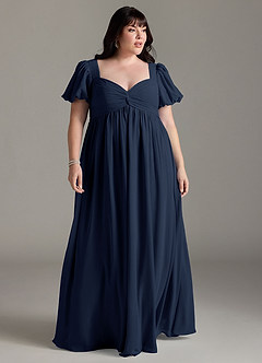Azazie Madisynn Maternity Bridesmaid Dresses Bow Chiffon Floor-Length Dress image5