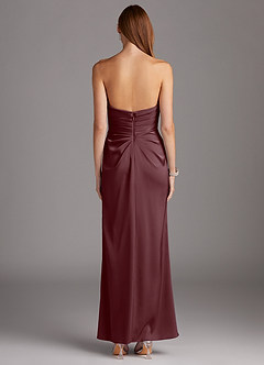 Azazie Lexie Bridesmaid Dresses Sangria Sheath Strapless Stretch Satin Convertible Dress image3