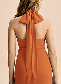 Azazie Velli Junior Vestido Canela de Chiffon de sereia com Pescoço alto image6