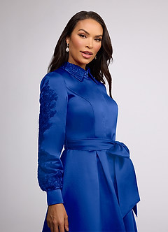 Azazie Ruth Kleider für die Brautmutter A-Linie Spitze Matte Satin Kleid Königsblau image3