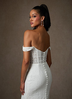 Azazie Idalis Wedding Dresses Diamond White Mermaid Lace Dress image7