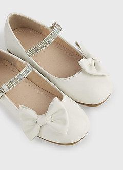 front Bow and Gliter Girls Flat Shoes