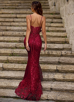 Blazing Burgundy Glitter Prom Dress image2