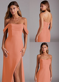 Azazie Saige Bridesmaid Dresses Sunset A-Line Off the Shoulder Chiffon Convertible Dress image10