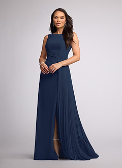 Azazie Galvan Mother of the Bride Dresses Dark Navy A-Line Sequins Chiffon Dress image1