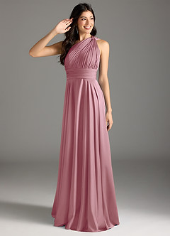 Azazie Charlize Bridesmaid Dresses Vintage Mauve A-Line One Shoulder Stretch Satin Dress image1