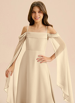 Azazie Moana Junior Linia A Pofałdowany Szyfon Długość podłogi Młodsza druhna Sukienka image7