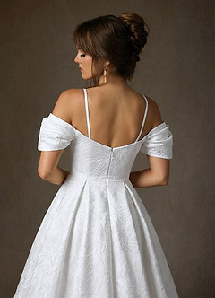 Azazie Efina Hochzeitskleider Ballkleid Blumen-Jacquard Kleid Diamantweiß image8
