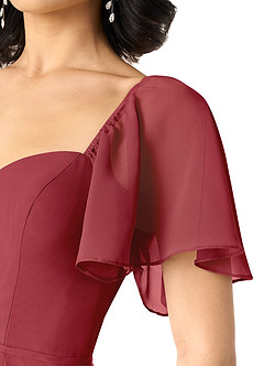 Azazie Chloe Bridesmaid Dresses Pomegranate A-Line Sweetheart Neckline Chiffon Dress image6