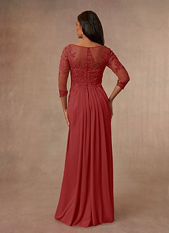 Azazie Calanthe Mother of the Bride Dresses Rust A-Line Scoop Chiffon Dress image3
