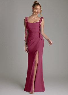 Azazie Jessamine 신부 들러리 드레스 인어 코르셋 쉬폰 바닥 길이 드레스 image4