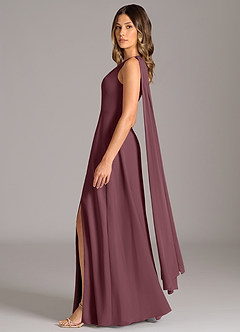 Azazie Tella Bridesmaid Dresses Sangria A-Line One Shoulder Chiffon Dress image4