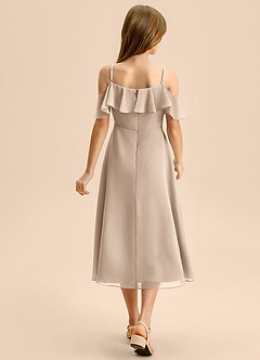 Azazie Kamilla Junior Vestido de Gris Pardo de Gasa de Corte en A con Vestidos sin tirantes image2