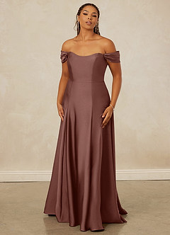 Christian Siriano Bridal for Azazie 1002 Bridesmaid Dresses Espresso A-Line Off the Shoulder Stretch Satin Convertible Dress image8