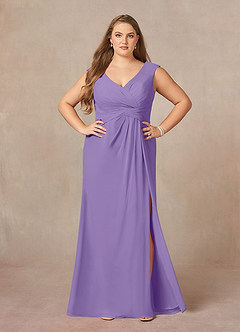 Azazie Sally Mother of the Bride Dresses Tahiti A-Line V-Neck Pleated Chiffon Dress image8