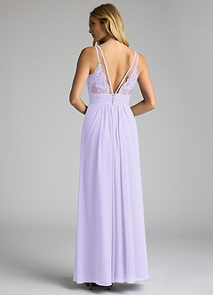 Azazie Maren Allure Bridesmaid Dresses Lilac A-Line V-Neck Lace Chiffon Dress image5