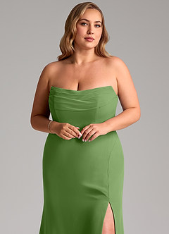 Azazie Saige Bridesmaid Dresses Basil A-Line Off the Shoulder Chiffon Convertible Dress image11