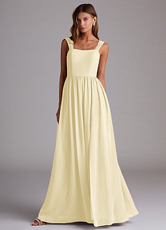 Azazie Calianna Bridesmaid Dresses Lemon Sorbet A-Line Off the Shoulder Chiffon Convertible Dress image4