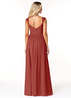 Azazie Cleobella Brautjungfernkleider A-Linie Herzchen Spitze Chiffon Kleid Terrakotta image2