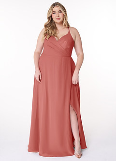 Azazie Davis Vestidos de madrinha de casamento Vestido Rosa Antiga de Chiffon de Linha A com Plissado image7