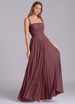 Azazie Mina Bridesmaid Dresses Sangria A-Line Pleated Chiffon Dress image3